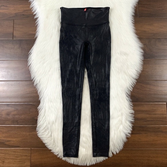 Spanx Petite Small Black Faux Leather Legging - Picture 1 of 11